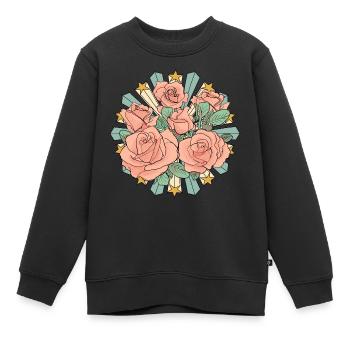 Flower Power Stern - Kinder Premium Organic Sweatshirt - Schwarz - Vorne - AI Model Kid Female (0cm)