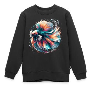 Betta Splendens Lumineux, Coloré - Sweat Premium enfant bio - noir - Devant - AI Model Kid Female (0cm)