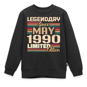 Mai 1990 Mai - Jubiläum Mai 1990 - Kinder Premium Organic Sweatshirt - Schwarz - Vorne - AI Model Kid Female (0cm)