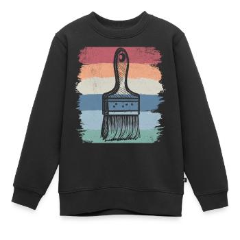 Paint Brush Retro Vintage Style Artist Art - Sweat Premium enfant bio - noir - Devant - AI Model Kid Female (0cm)