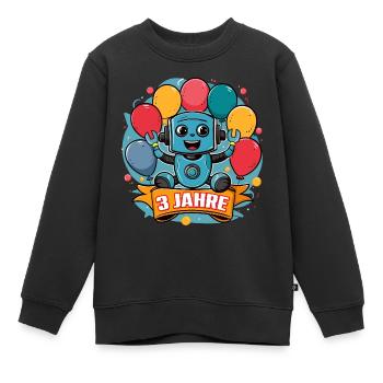 3 Jahre Kleiner Roboter mit bunten Luftballons - Kinder Premium Organic Sweatshirt - Schwarz - Vorne - AI Model Kid Female (0cm)