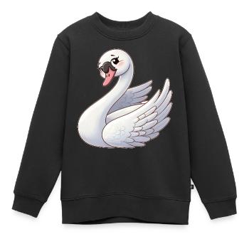 Cygne blanc comme ange céleste - Sweat Premium enfant bio - noir - Devant - AI Model Kid Female (0cm)