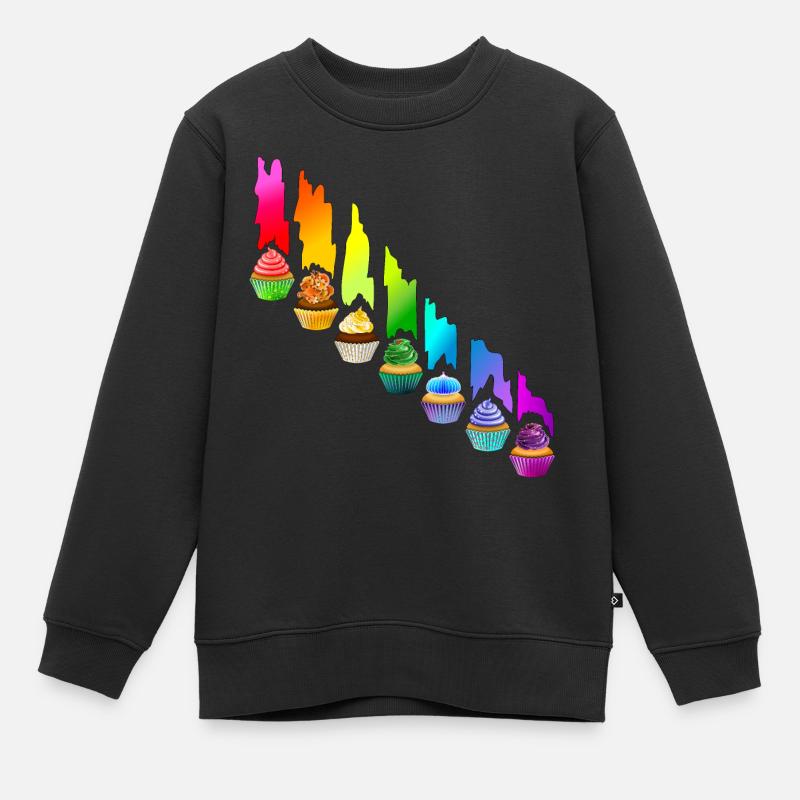 Cupcake arc-en-ciel - Sweat Premium enfant bio - noir