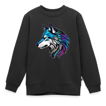 Le beau profil d'un loup - Sweat Premium enfant bio - noir - Devant - AI Model Kid Female (0cm)