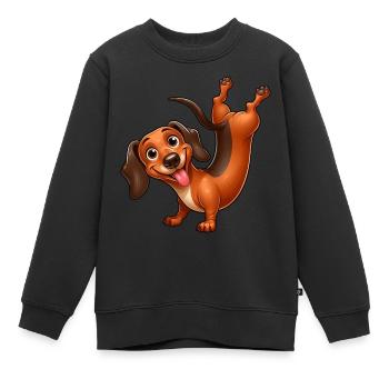 Drôle de teckel équilibre sur les mains gymnastique athlète - Sweat Premium enfant bio - noir - Devant - AI Model Kid Female (0cm)