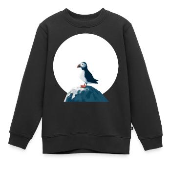 Papageitaucher auf Felsen - Kinder Premium Organic Sweatshirt - Schwarz - Vorne - AI Model Kid Female (0cm)