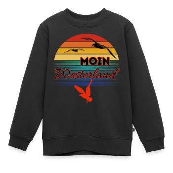 Moin Westerland avec mouette dans le style rétro Westerland - Sweat Premium enfant bio - noir - Devant - AI Model Kid Female (0cm)