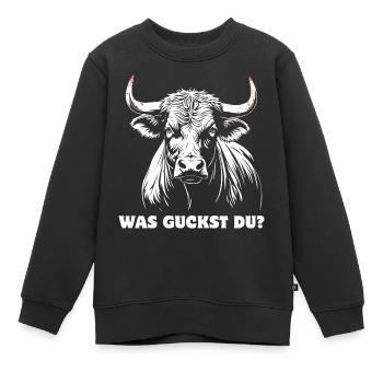 Stier - Was guckst du? stolz, selbstbewusst - Kinder Premium Organic Sweatshirt - Schwarz - Vorne - AI Model Kid Female (0cm)