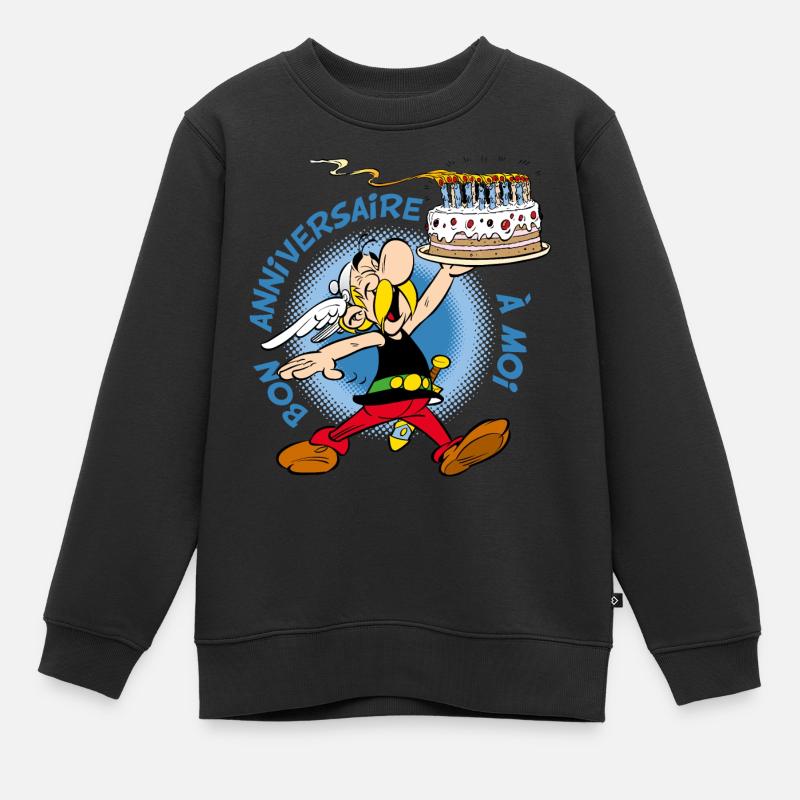 Asterix & Obelix Asterix Geburtstagstorte Design - Kinder Premium Organic Sweatshirt - Schwarz