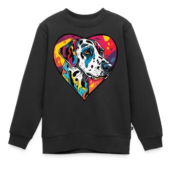 Dalmatien Chien Cœur Chien Amour - Sweat Premium enfant bio - noir - Devant - AI Model Kid Female (0cm)