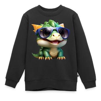 Baby Dino im coolen Punk Style - Dinosaurier frech - Kinder Premium Organic Sweatshirt - Schwarz - Vorne - AI Model Kid Female (0cm)