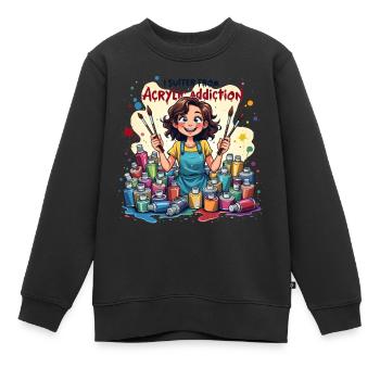 Acrylmalerei - I Suffer From Acrylic Addiction - Kinder Premium Organic Sweatshirt - Schwarz - Vorne - AI Model Kid Female (0cm)