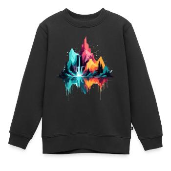 Ruhige Landschaft Ruhig Beschauliche Natur Berge - Kinder Premium Organic Sweatshirt - Schwarz - Vorne - AI Model Kid Female (0cm)