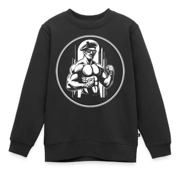 Starker Franzose - Design für muskulöse Franzosen - Kinder Premium Organic Sweatshirt - Schwarz - Vorne - AI Model Kid Female (0cm)