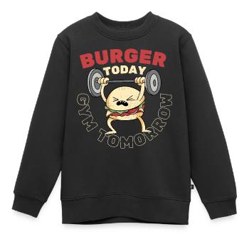 Burger Heute Fitnessstudio Morgen - Kinder Premium Organic Sweatshirt - Schwarz - Vorne - AI Model Kid Female (0cm)