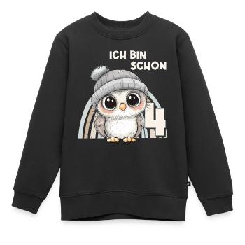 4th Birthday Owl Rainbow Cute Cute - Kids Premium Organic Sweatshirt - black - Front - AI Model Kid Female (0cm)