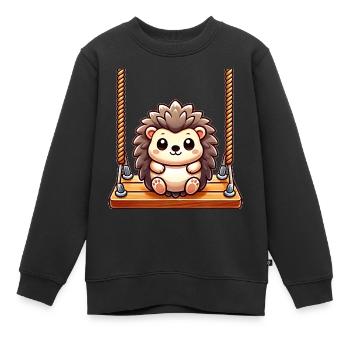 hérisson balançant aire de jeux dessin animé mignon - Sweat Premium enfant bio - noir - Devant - AI Model Kid Female (0cm)