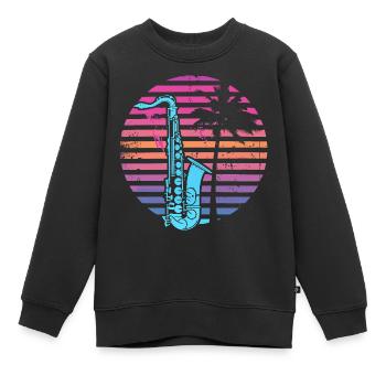 Saxophone des années 90 - Sweat Premium enfant bio - noir - Devant - AI Model Kid Female (0cm)