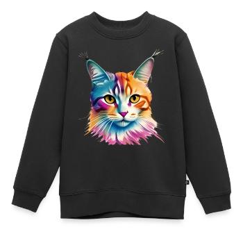Katze - Kinder Premium Organic Sweatshirt - Schwarz - Vorne - AI Model Kid Female (0cm)