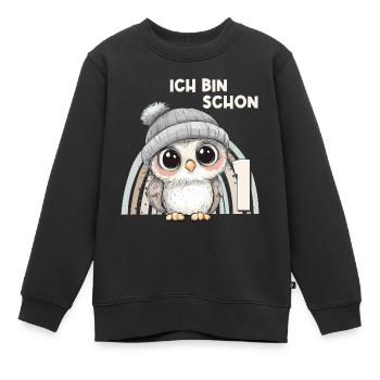 1er anniversaire hibou arc-en-ciel mignon mignon - Sweat Premium enfant bio - noir - Devant - AI Model Kid Female (0cm)