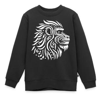 Mandrill tribal - Sweat Premium enfant bio - noir - Devant - AI Model Kid Female (0cm)