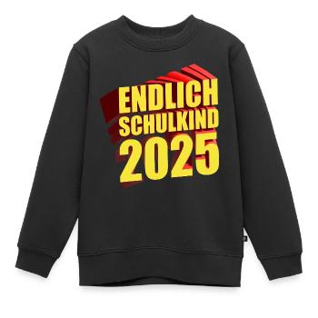 Endlich Schulkind 2025 Geschenk zur Einschulung - Kinder Premium Organic Sweatshirt - Schwarz - Vorne - AI Model Kid Female (0cm)