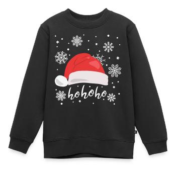 Weihnachtsmütze Ho ho ho Weihnachtsmann - Kinder Premium Organic Sweatshirt - Schwarz - Vorne - AI Model Kid Female (0cm)
