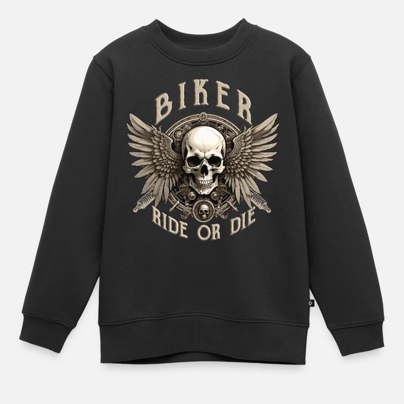 BIKER - Kinder Premium Organic Sweatshirt - Schwarz