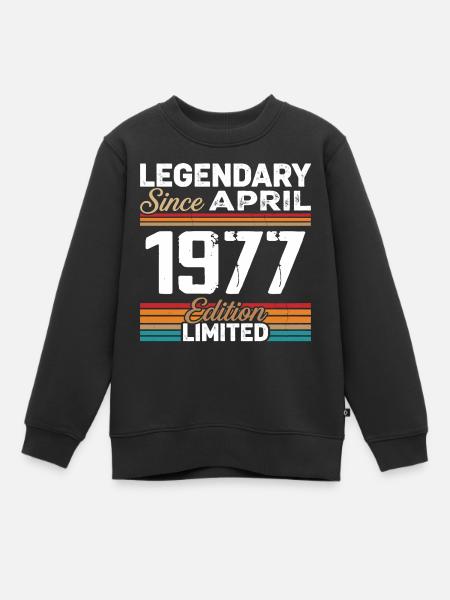 April 1977 Retro April 1977 Birthday Gift - Kids Premium Organic Sweatshirt - black