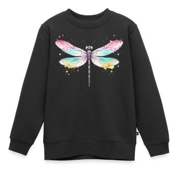Libellule avec des ailes aquarelle - Sweat Premium enfant bio - noir - Devant - AI Model Kid Female (0cm)