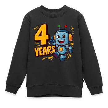 Vier Jahre süßer kleiner Roboter Kindergeburtstag. - Kinder Premium Organic Sweatshirt - Schwarz - Vorne - AI Model Kid Female (0cm)