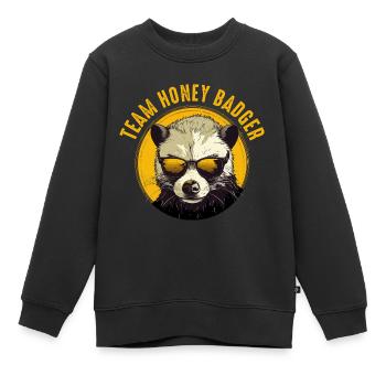 Team Honigdachs - Kinder Premium Organic Sweatshirt - Schwarz - Vorne - AI Model Kid Female (0cm)