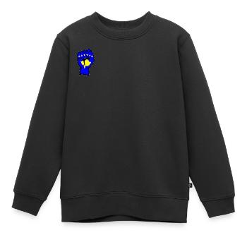 Kosovo Flagge Faust Hand Symbol - Kinder Premium Organic Sweatshirt - Schwarz - Vorne - AI Model Kid Female (0cm)