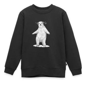 Eisbär, der mit Comic-Helmen tanzt - Kinder Premium Organic Sweatshirt - Schwarz - Vorne - AI Model Kid Female (0cm)