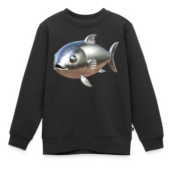 Chrom-Fisch - Futuristisches Design - Kinder Premium Organic Sweatshirt - Schwarz - Vorne - AI Model Kid Female (0cm)