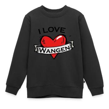 Wangen - Ich liebe Stadtnamen in Tattoo Stil - Kinder Premium Organic Sweatshirt - Schwarz - Vorne - AI Model Kid Female (0cm)