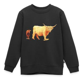 Schottisches Hochlandrind mit Kalb - Kinder Premium Organic Sweatshirt - Schwarz - Vorne - AI Model Kid Female (0cm)