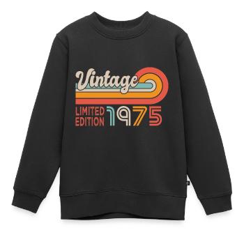 1975 anniversaire Né en 1975 - Sweat Premium enfant bio - noir - Devant - AI Model Kid Female (0cm)