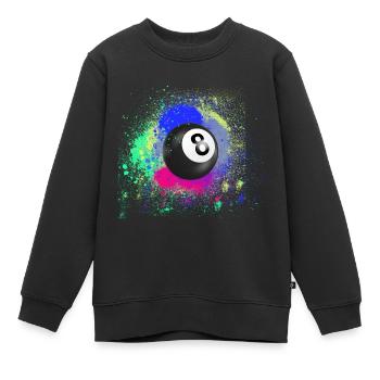 Noir 8, Boule de billard, N8, Boule de billard, Billard - Sweat Premium enfant bio - noir - Devant - AI Model Kid Female (0cm)