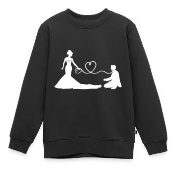 Hochzeit Brautpaar Leine Herz - Kinder Premium Organic Sweatshirt - Schwarz - Vorne - AI Model Kid Female (0cm)