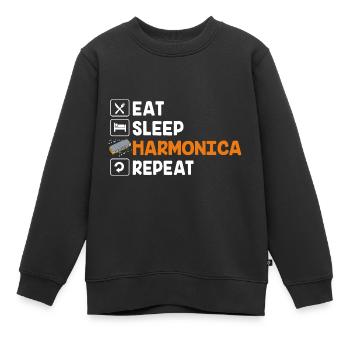 Mundharmonika Volksmusik Volksfest - Kinder Premium Organic Sweatshirt - Schwarz - Vorne - AI Model Kid Female (0cm)