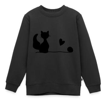 Ligne de laine pour chat animal animaux de compagnie animaux de compagnie - Sweat Premium enfant bio - noir - Devant - AI Model Kid Female (0cm)