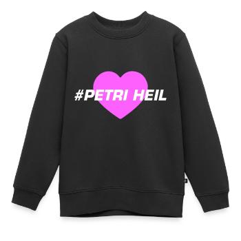 Petri Heil Herz Fischen - Kinder Premium Organic Sweatshirt - Schwarz - Vorne - AI Model Kid Female (0cm)