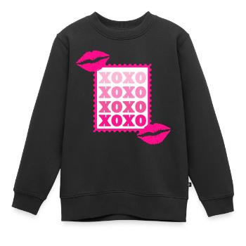 Bisous XOXO - Sweat Premium enfant bio - noir - Devant - AI Model Kid Female (0cm)