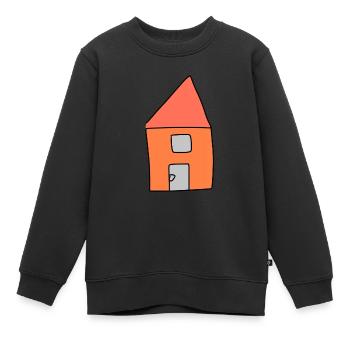 Haus Symbol Wohnen rot - Kinder Premium Organic Sweatshirt - Schwarz - Vorne - AI Model Kid Female (0cm)