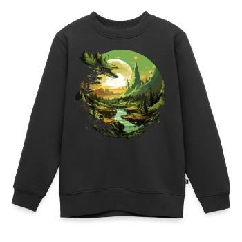 Von der Natur inspirierte landschaftliche Kunst - Kinder Premium Organic Sweatshirt - Schwarz - Vorne - AI Model Kid Female (0cm)