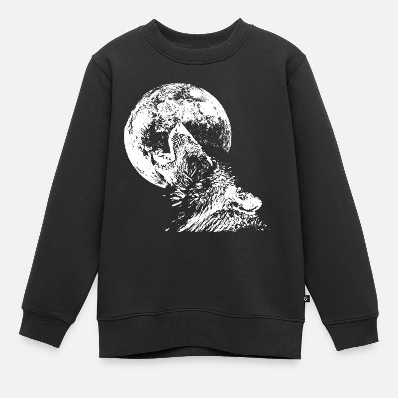 wolf - Kids Premium Organic Sweatshirt - black