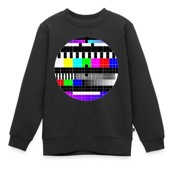 "no signal" error message, test screen - Kids Premium Organic Sweatshirt - black - Front - AI Model Kid Female (0cm)