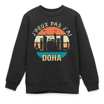Doha. Je peux pas j'ai Doha qatar - Sweat Premium enfant bio - noir - Devant - AI Model Kid Female (0cm)
