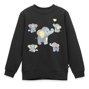 Elefanten Familie Mama Baby T-Shirt 2023 - Kinder Premium Organic Sweatshirt - Schwarz - Vorne - AI Model Kid Female (0cm)
